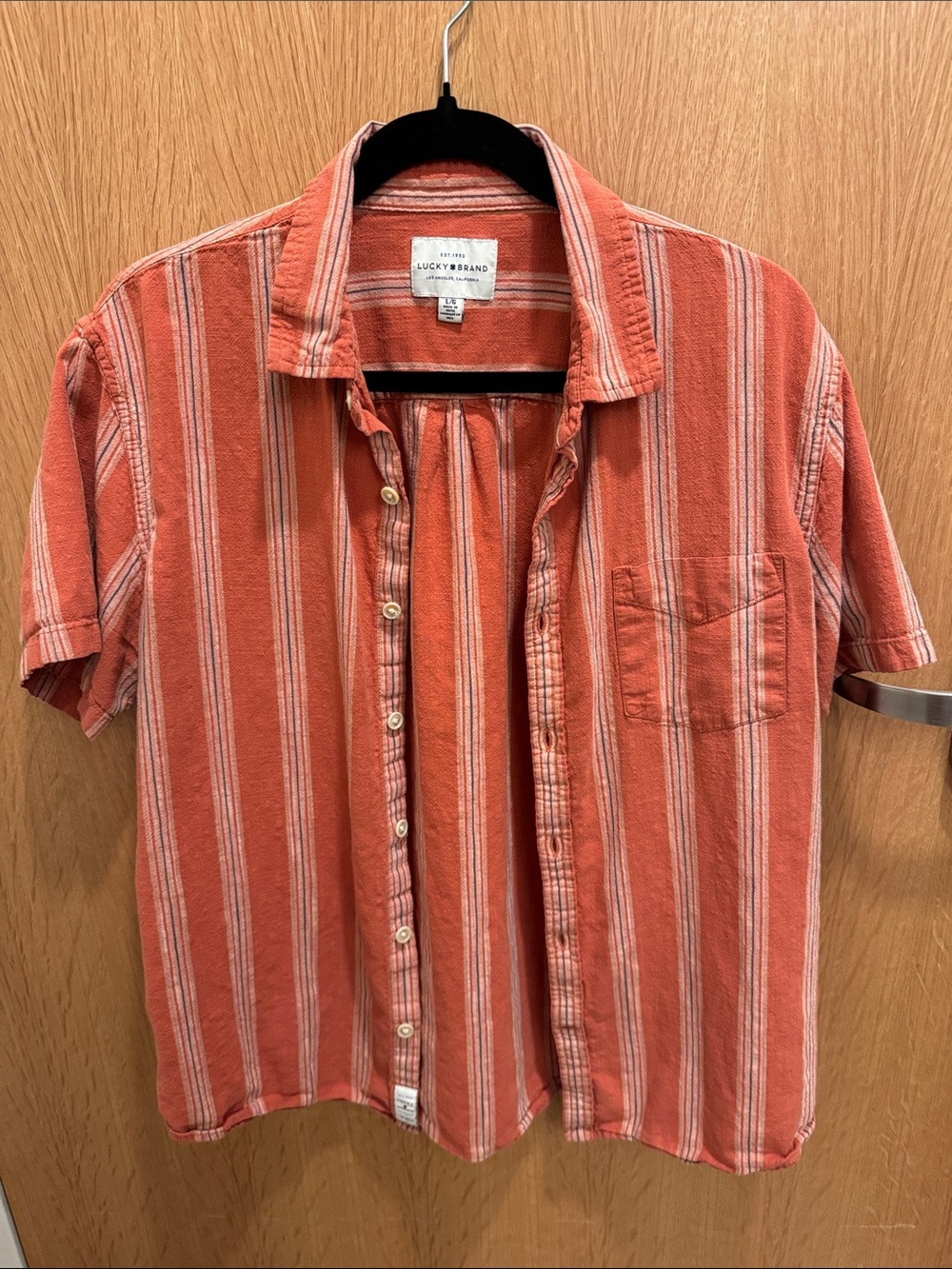 Lucky Brand Orange Striped Short-Sleeve Button-Down Shirt
